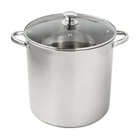 Stainless Steel 16-Quart Stock Pot with Glass Lid, Induction Compatible, Stainless Steel, Dishwasher Safe