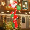 Electric Inflatable Light Up Christmas Santa Claus Decor with 6 Led Light 7.8Ft Giant Xmas Blow Up Decor Novelty Waterproof Outdoor Decoration with 4