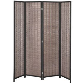 Room Divider Folding Privacy Screen Freestanding 4 Panel Pine Wood for Bedroom Home Office 6 Ft Tall Black Brown