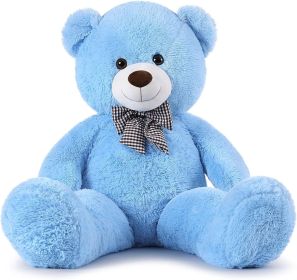 Bow Tie Giant Teddy Bear 4 Feet, 47inch Stuffed Animal Big Teddy Bear Plush, Classic Girlfriend Boyfriend Gift on Birthday, Blue