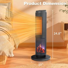 25" Tower Space Heater with 3D Flame, 1500W Portable Electric Heater with Thermostat, 60° Oscillation, Timer, Remote Control