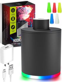 Black Hookah Pump Hookah Starter with 1000 mAh Rechargeable Battery Electric Hookah Starter Vacuum Kit with Led Light Mini Hookah Vacuum Starter