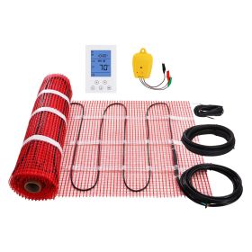 Floor Heating Mat, 30 Sq.ft, Electric Radiant In-Floor Heated Warm System with Digital Floor Sensing Thermostat, Includes Installation Monitor