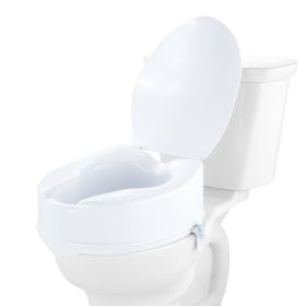 VEVOR Raised Toilet Seat, 6" Height Raised, 300 lbs Weight Capacity, Universal Toilet Seat Riser, Screw Rod Locking, with Toilet Seat, for Elderly
