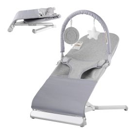VEVOR Baby Bouncer, Folding Bouncer Seat for Babies 0-9 Months, Newborn Bouncer Chair with 2 Reclining Angles & Rotatable Toy Bar