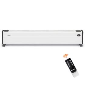 48" Baseboard Heater, 1500W Electric Baseboard Space Heater with 3 Heat Settings, Remote Control, Built-in Humidifier, 12H Timer, Tip-Over Switch