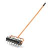 17-inch Lawn Aerator, Rolling Aerator Lawn Tool, Heavy Duty Lawn Aerator Tool, Grass Aerator & Garden Tools for Aeration & Soil Health, Orange & Black