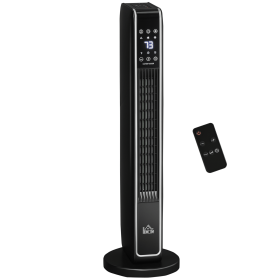 2-In-1 Portable Electric Tower Heater, Oscillating Space Heater for Indoor Use with Remote Control, 8H Timer, Three Heating Modes(High, Low, Fan)