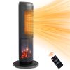 25" Tower Space Heater with 3D Flame, 1500W Portable Electric Heater with Thermostat, 60° Oscillation, Timer, Remote Control