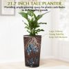 2 Pack Tall 21.7 in Planters for Outdoor Plants Modern Tall Square Planter Box Indoor Outdoor Porch Patio Flower Pot Modern Big Tapered Matte Tree Flo