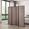 Room Divider Folding Privacy Screen Freestanding 4 Panel Pine Wood for Bedroom Home Office 6 Ft Tall Black Brown