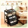 Modern Nightstand with Charging Station 24.5 Inch Bedside Table Featuring 2 Fabric Drawers for Stylish Storage