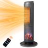 25" Tower Space Heater with 3D Flame, 1500W Portable Electric Heater with Thermostat, 60° Oscillation, Timer, Remote Control