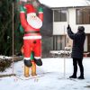 7FT Hanging Christmas Inflatable Santa with Dog, Christmas Blow Up Decoration with Built-in LED Lights for Garden(=SKU:T3971P400548)