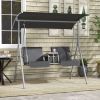 2-Seater Outdoor Porch Swing with Canopy and Table, Patio Swing Chair for Garden, Poolside, Backyard, Gray