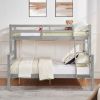 Twin over Full Bunk Bed with Thick Posts,Wooden Bunk Bed with High Guardrail and Ladder for Kids, Teens, Dorm Rooms, and Guest Rooms