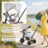 6-in-1 Kids Tricycle with Adjustable Push Handle & Reversible Seat, Gray Toddler Tricycle for Ages 1-5