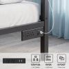 Twin Bed Frame with RGB LED Lights and Charging Station, Metal Platform Bed with Headboard and Footboard, Built-in 2 Outlets and 2 USB Ports
