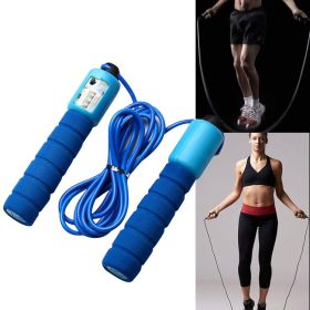 Skipping Rope With Counter Adjustable Length Counter Wear-resistant Foam Cotton Handle JumpRope Exercise Portable Sports Training Equipment (Color: Blue)