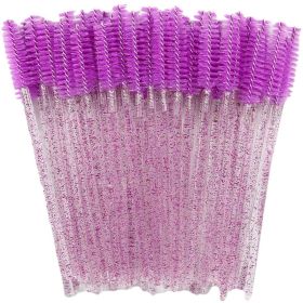 Eyelash Extension Disposable Eyebrow brush Mascara Wand Applicator Spoolers Eye Lashes Cosmetic Brushes Set makeup tools (Brush Material: 25Pcs, Color: Purple)