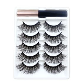 REDSIREN 5Pairs Magnetic Eyelashes With Eyeliner Reusable Thick Natural Eye Lashes New 5Piece Magnet False Eyelashes (Color: 5508)
