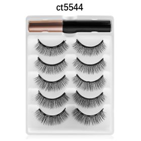 REDSIREN 5Pairs Magnetic Eyelashes With Eyeliner Reusable Thick Natural Eye Lashes New 5Piece Magnet False Eyelashes (Color: 5544)