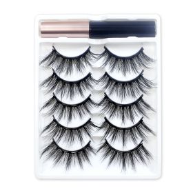 REDSIREN 5Pairs Magnetic Eyelashes With Eyeliner Reusable Thick Natural Eye Lashes New 5Piece Magnet False Eyelashes (Color: 5506)