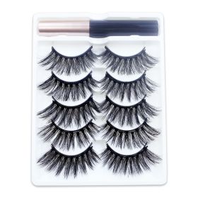 REDSIREN 5Pairs Magnetic Eyelashes With Eyeliner Reusable Thick Natural Eye Lashes New 5Piece Magnet False Eyelashes (Color: 5543)