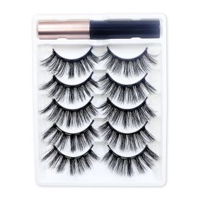 REDSIREN 5Pairs Magnetic Eyelashes With Eyeliner Reusable Thick Natural Eye Lashes New 5Piece Magnet False Eyelashes (Color: 5519)