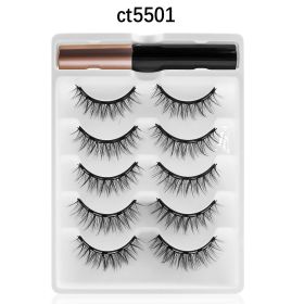 REDSIREN 5Pairs Magnetic Eyelashes With Eyeliner Reusable Thick Natural Eye Lashes New 5Piece Magnet False Eyelashes (Color: 5501)