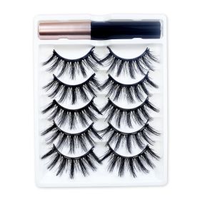 REDSIREN 5Pairs Magnetic Eyelashes With Eyeliner Reusable Thick Natural Eye Lashes New 5Piece Magnet False Eyelashes (Color: 5530)