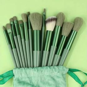 13 PCS Cosmetic Brushes Set Eye Shadow Foundation BB Cream Concealer Women Cosmetic Brush Eyeshadow Blush Powder Blending Beauty (Color: Green)