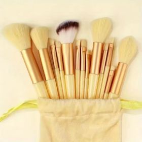 13 PCS Cosmetic Brushes Set Eye Shadow Foundation BB Cream Concealer Women Cosmetic Brush Eyeshadow Blush Powder Blending Beauty (Color: Yellow)