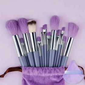 13 PCS Cosmetic Brushes Set Eye Shadow Foundation BB Cream Concealer Women Cosmetic Brush Eyeshadow Blush Powder Blending Beauty (Color: 13zhi zise 1pc fenpu)
