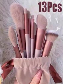 13 PCS Cosmetic Brushes Set Eye Shadow Foundation BB Cream Concealer Women Cosmetic Brush Eyeshadow Blush Powder Blending Beauty (Color: Brown)
