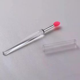 Q Soft Silicone Lip Brush With Dust Proof Cover Round Head Lipstick Applicator Lip Cosmetic Tool Multi-use Eyeshadow Brush (Handle Color: C-Rose Red)
