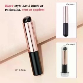 Q Soft Silicone Lip Brush With Dust Proof Cover Round Head Lipstick Applicator Lip Cosmetic Tool Multi-use Eyeshadow Brush (Handle Color: B-Black)