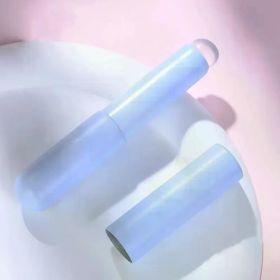 Q Soft Silicone Lip Brush With Dust Proof Cover Round Head Lipstick Applicator Lip Cosmetic Tool Multi-use Eyeshadow Brush (Handle Color: A-Blue)