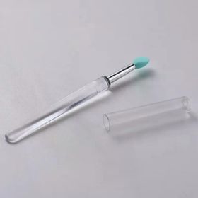 Q Soft Silicone Lip Brush With Dust Proof Cover Round Head Lipstick Applicator Lip Cosmetic Tool Multi-use Eyeshadow Brush (Handle Color: C-Blue)