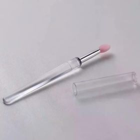 Q Soft Silicone Lip Brush With Dust Proof Cover Round Head Lipstick Applicator Lip Cosmetic Tool Multi-use Eyeshadow Brush (Handle Color: C-Pink)