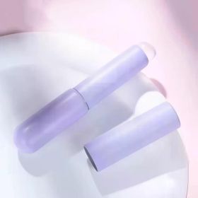 Q Soft Silicone Lip Brush With Dust Proof Cover Round Head Lipstick Applicator Lip Cosmetic Tool Multi-use Eyeshadow Brush (Handle Color: A-Purple)