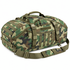 Tactical 65L Large Duffle Bag, 3-in-1 Tactical Backpack MOLLE Pack for Sports, Gym, Outdoor (Capacity: 65L, Color: Woodland)