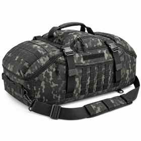 Tactical 65L Large Duffle Bag, 3-in-1 Tactical Backpack MOLLE Pack for Sports, Gym, Outdoor (Capacity: 65L, Color: BLACK Camo)
