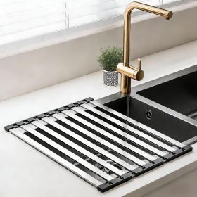 Over the Sink Kitchen Dish Drying Rack OrganizerStainless Steel Collapsible Non-Slip Space-Saving- Rust-Resistant Heat-Resistant Sturdy - Easy to Clea (size: 45cmx32.5cm\17.72x12.8in)