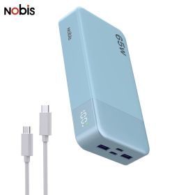 Nobis Portable Power Bank, 20000mAh 65W PD 3.0 Quick Charge Portable Charger for Phone, Tablet, Laptop, Corporate Gift (Color: Blue)