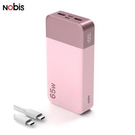 Nobis Portable Power Bank, 20000mAh 65W PD 3.0 Quick Charge Portable Charger for Phone, Tablet, Laptop, Corporate Gift (Color: Pink)