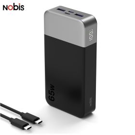 Nobis Portable Power Bank, 20000mAh 65W PD 3.0 Quick Charge Portable Charger for Phone, Tablet, Laptop, Corporate Gift (Color: Black)