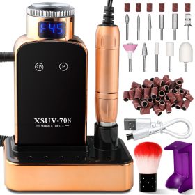 Salon-Quality Results 45000RPM Nail Drill for Acrylics, Gels & Poly Gel  Low Vibration, Low Noise, Compact Design! (Color: DMJTZ-708-Gold)
