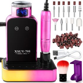 Salon-Quality Results 45000RPM Nail Drill for Acrylics, Gels & Poly Gel  Low Vibration, Low Noise, Compact Design! (Color: DMJTZ-708-Pink)