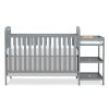 4-in-1 Convertible Baby Crib with Changing Table Combo, Wood Full Size Baby Crib, 4 Adjustable Heights, Non-Toxic Finishes